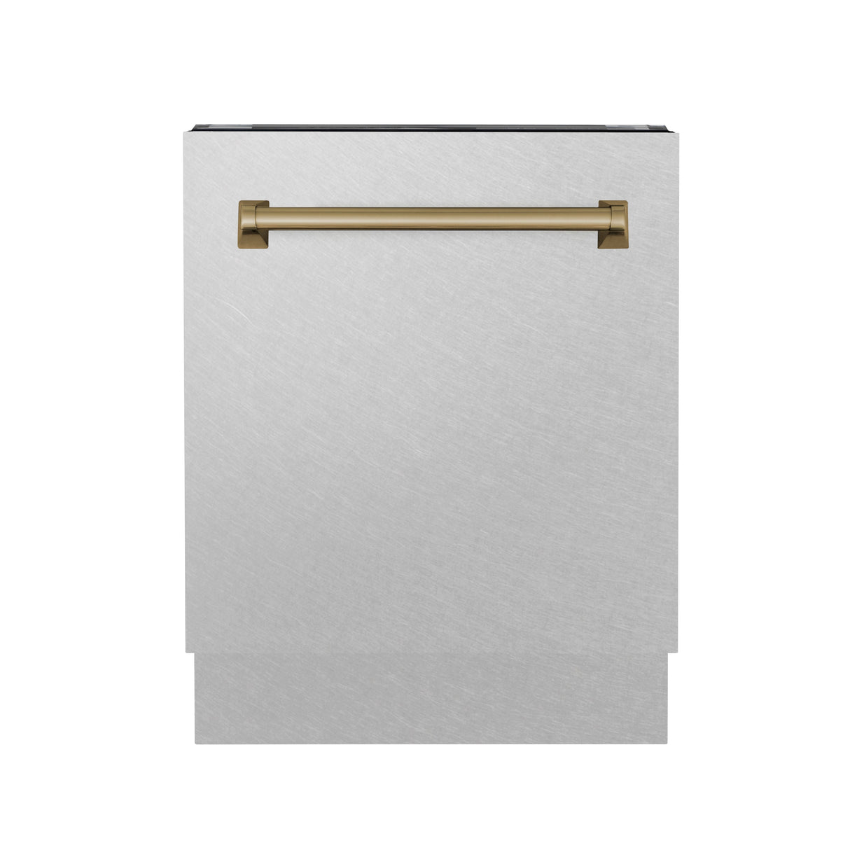 ZLINE Autograph Edition 24 in. Tallac Series 3rd Rack Top Control Built-In Tall Tub Dishwasher with Satin Stainless Steel Panel and Champagne Bronze Handle, 51dBa (DWVZ-SN-24-CB)