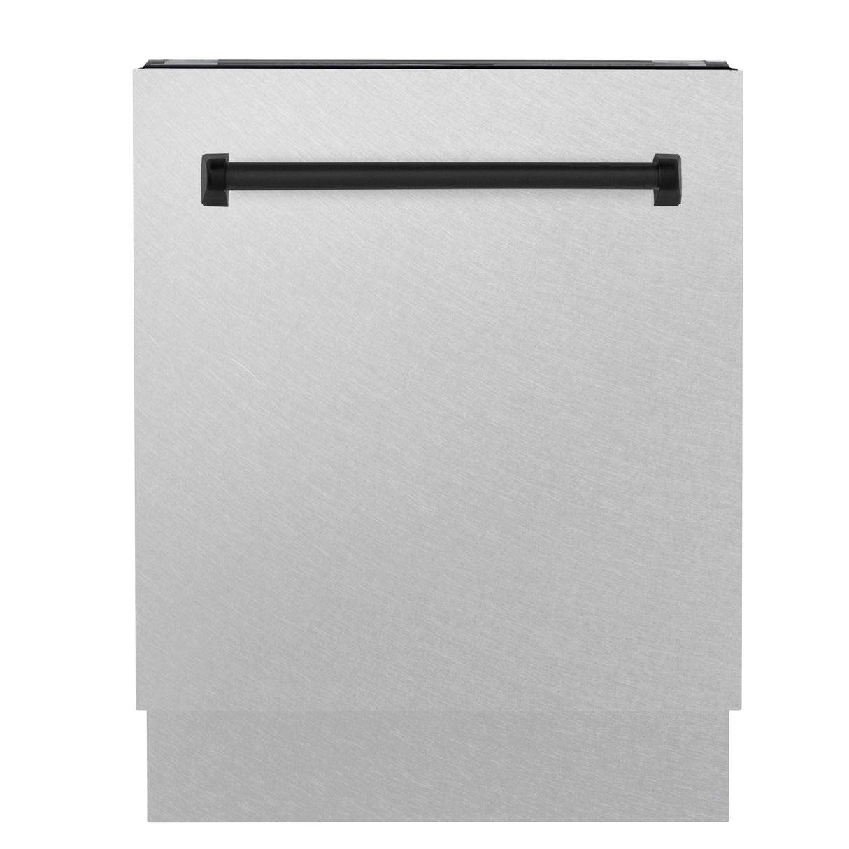 ZLINE Autograph Edition 24 in. Tallac Series 3rd Rack Top Control Built-In Tall Tub Dishwasher with Satin Stainless Steel Panel and Matte Black Handle, 51dBa (DWVZ-SN-24-MB)