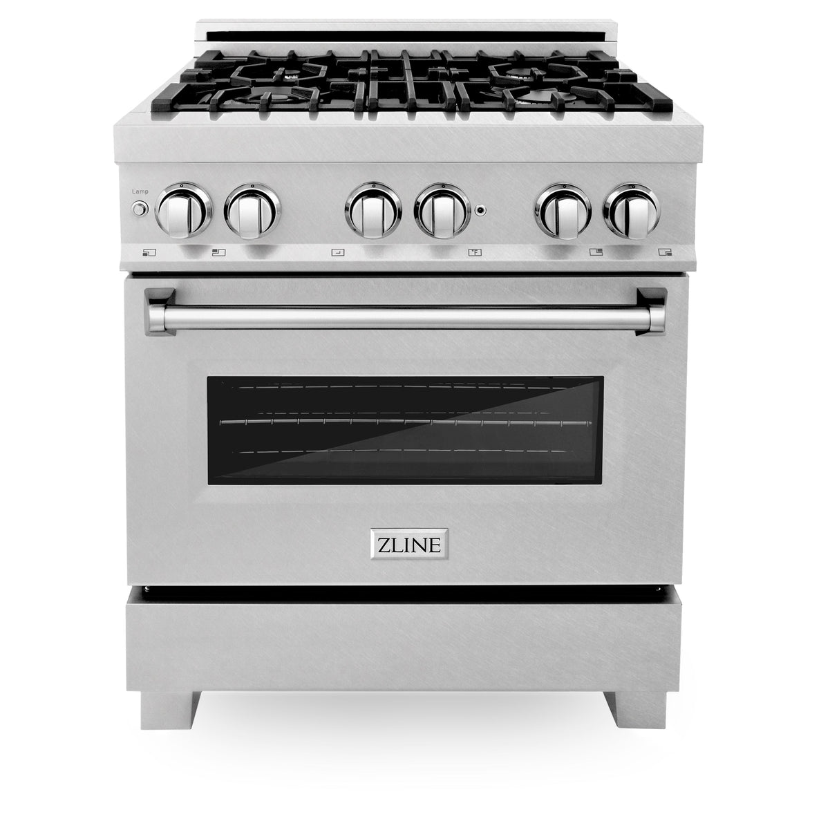 ZLINE 30 in. 4.0 cu. ft. Legacy Dual Fuel Range with 4 Burner Gas Cooktop and Electric Convection Oven in Satin Stainless Steel with Griddle (RAS-SN-GR-30)