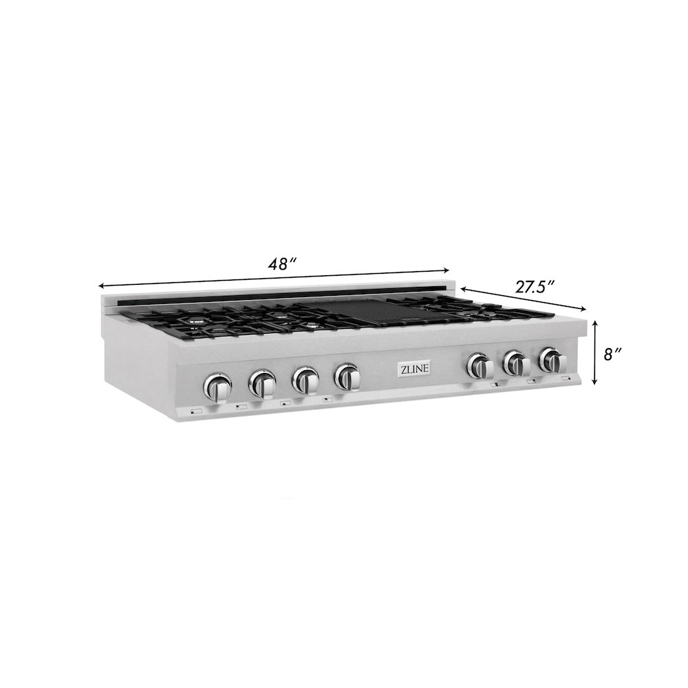 ZLINE 48 in. Legacy Gas Rangetop with 7 Burners and Porcelain Cooktop in Satin Stainless Steel (RTS-48)