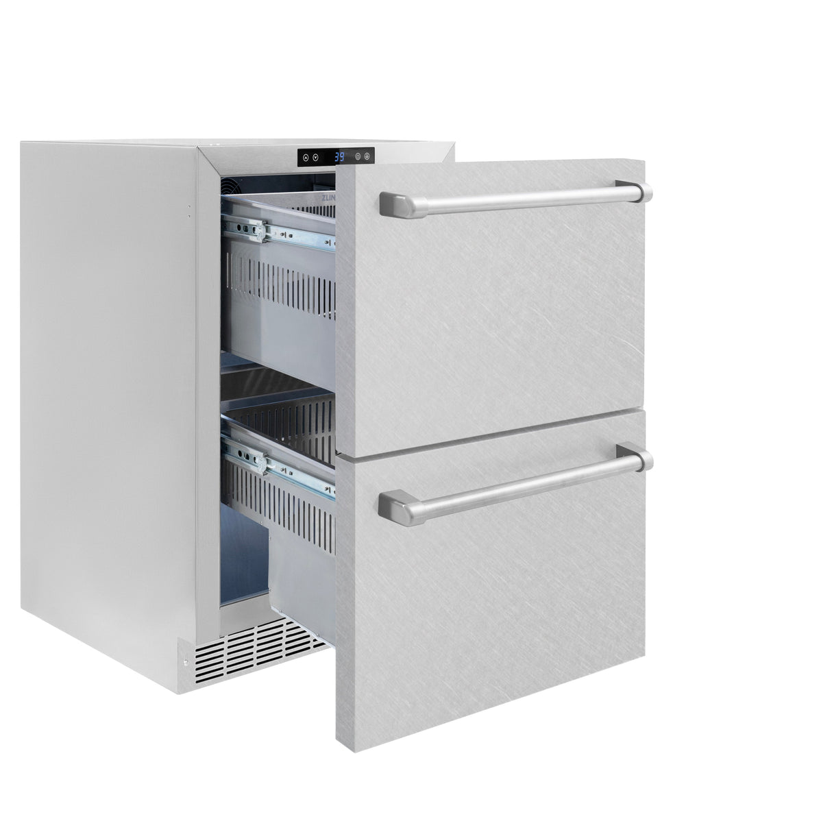 ZLINE 24 in. Touchstone 168 Can Outdoor-Rated Dual Refrigerator Drawer with Satin Stainless Steel Doors (RDSO-SN-24)