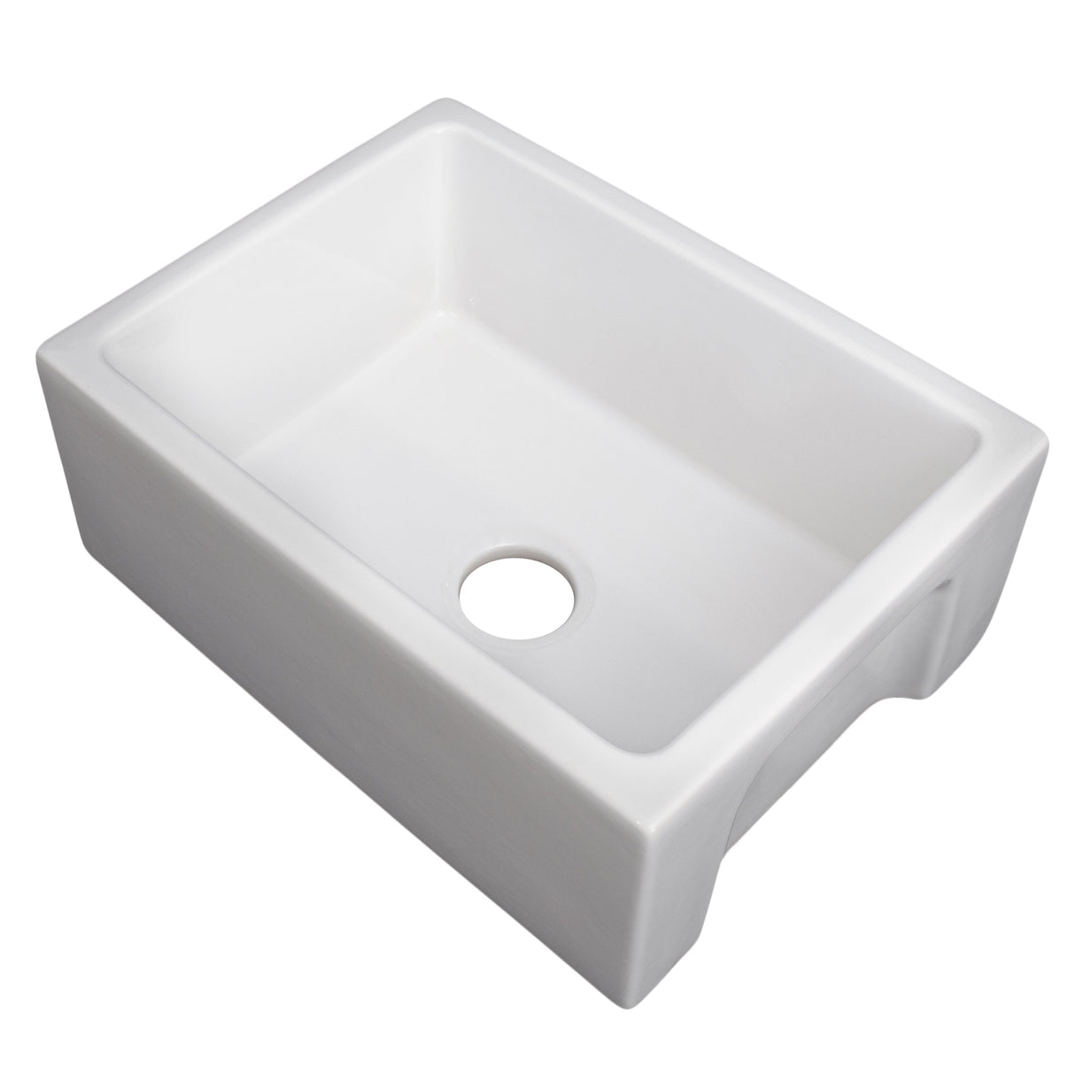 ZLINE 24 in. Venice Farmhouse Apron Front Reversible Single Bowl Fireclay Kitchen Sink with Bottom Grid in White Gloss (FRC5120-WH-24)