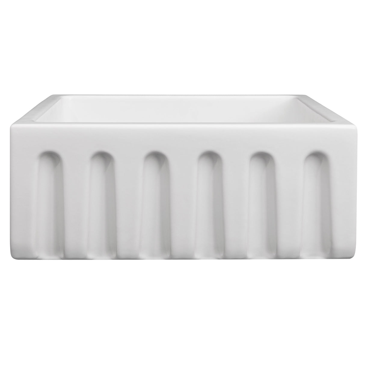 ZLINE 24 in. Venice Farmhouse Apron Front Reversible Single Bowl Fireclay Kitchen Sink with Bottom Grid in White Matte (FRC5120-WM-24)