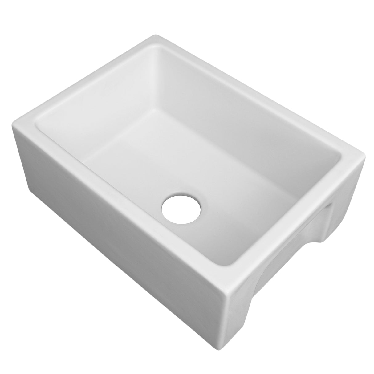 ZLINE 24 in. Venice Farmhouse Apron Front Reversible Single Bowl Fireclay Kitchen Sink with Bottom Grid in White Matte (FRC5120-WM-24)