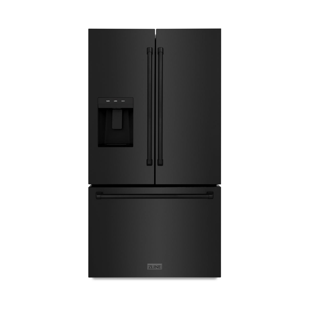 ZLINE 36 in. 28.9 cu. ft. Standard-Depth French Door External Water Dispenser Refrigerator with Dual Ice Maker in Fingerprint-Resistant Black Stainless Steel (RSM-W-36-BS)