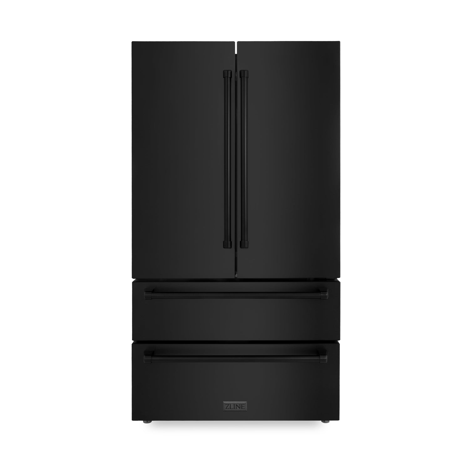 ZLINE 36 in. 22.5 cu. ft. Counter-Depth French Door Refrigerator with Ice Maker in Fingerprint-Resistant Black Stainless Steel (RFM-36-BS)