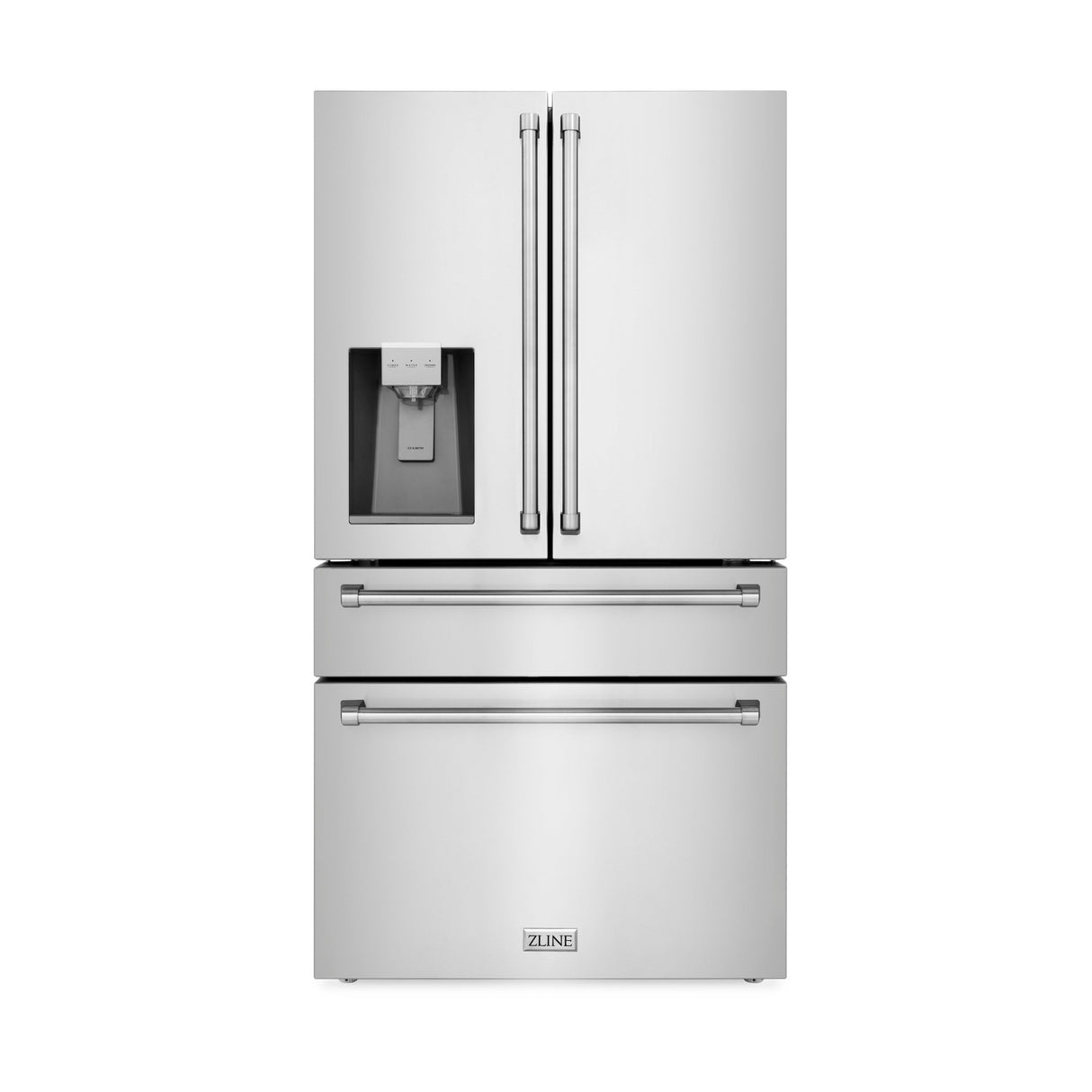 ZLINE 36 in. 21.6 cu. ft. Counter-Depth French Door Refrigerator with Water and Ice Dispenser with Extra Water Filter in Fingerprint-Resistant Stainless Steel (RFM-W-WF-36)