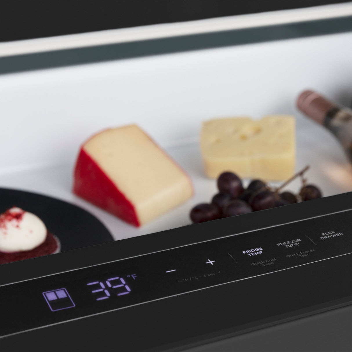 ZLINE Autograph Edition 36 in. 21.6 cu. ft. Counter-Depth French Door Refrigerator with Water and Ice Dispenser in Fingerprint-Resistant Black Stainless Steel with Champagne Bronze Modern Handles (RFMZ-W36-BS-FCB)