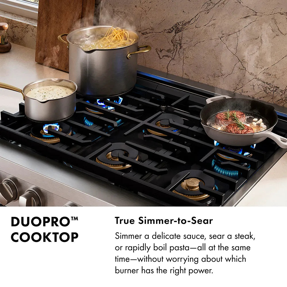 ZLINE 36 in. 5.2 cu. ft. Paramount Dual Fuel Range with 6 Burner DuoPro™ Cooktop and Electric Convection Oven in Stainless Steel (PSDR36)