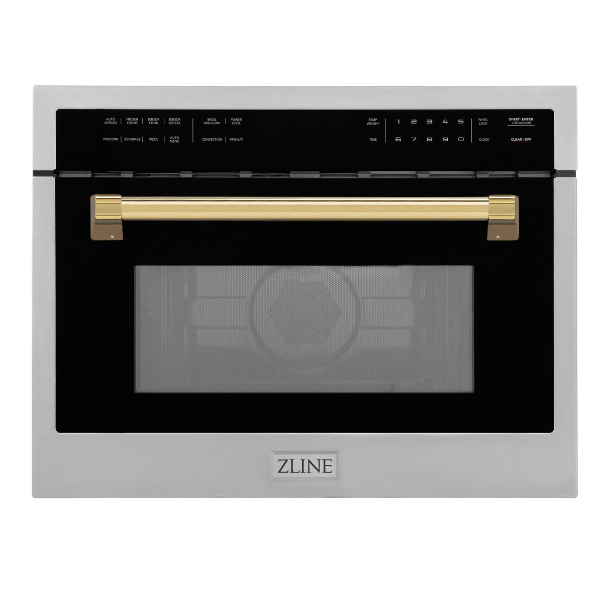 ZLINE Autograph Edition 24" 1.6 cu ft. Built-in Convection Microwave Oven in Stainless Steel and Polished Gold Accents (MWOZ-24-G)