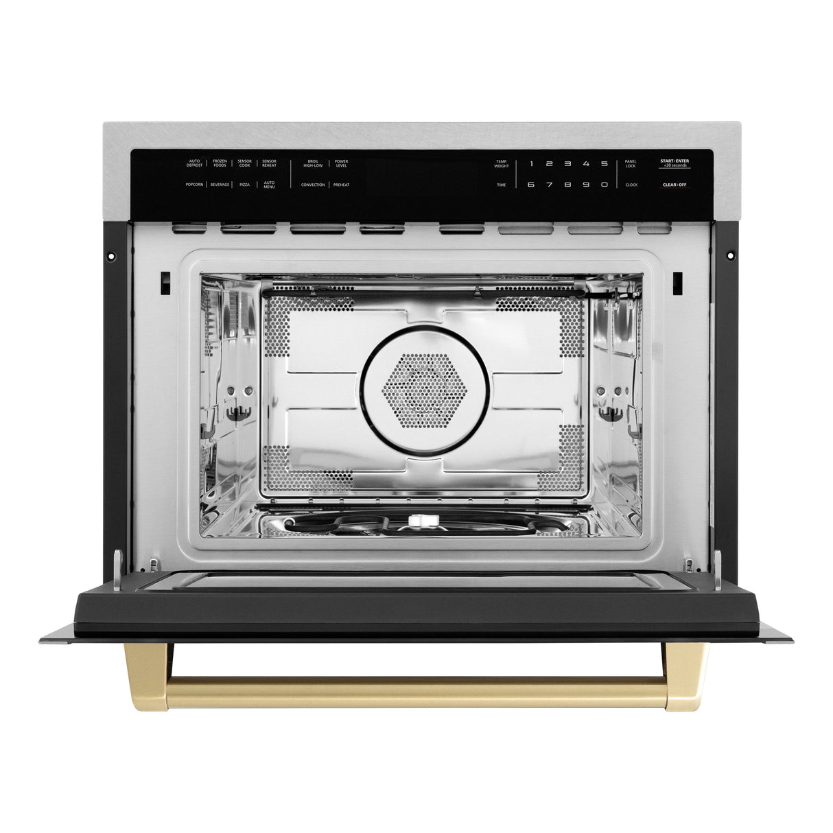 ZLINE Autograph Edition 24 in. 1.6 cu ft. Built-in Convection Microwave Oven in Satin Stainless Steel with Champagne Bronze Accents (MWOZ-24-SS-CB)
