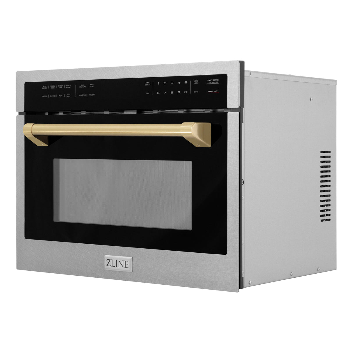 ZLINE Autograph Edition 24 in. 1.6 cu ft. Built-in Convection Microwave Oven in Satin Stainless Steel with Champagne Bronze Accents (MWOZ-24-SS-CB)