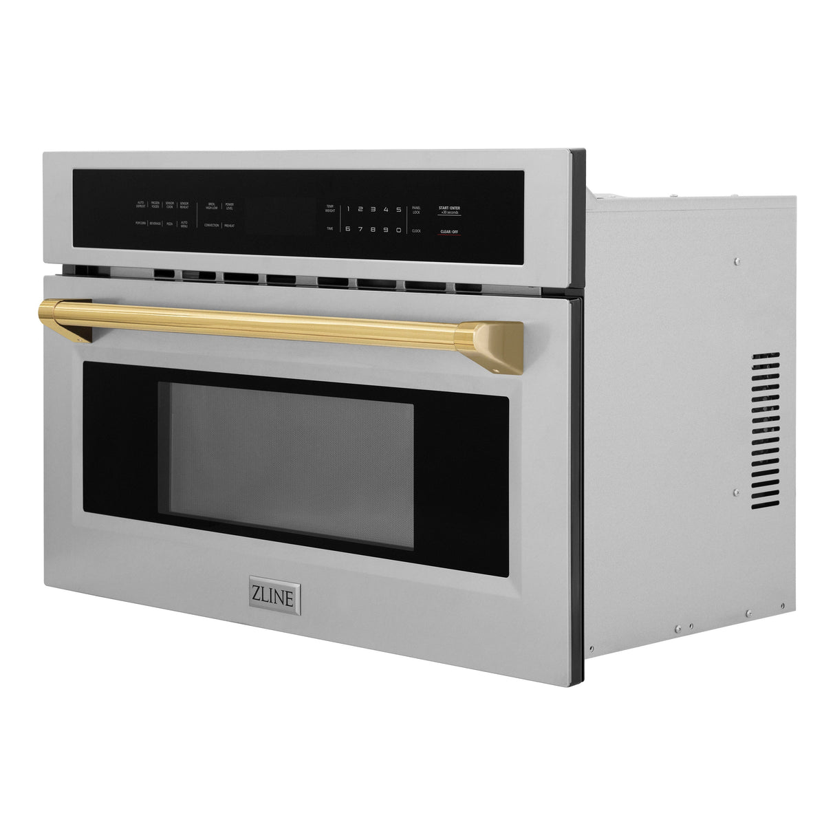 ZLINE Autograph Edition 30” 1.6 cu ft. Built-in Convection Microwave Oven in Stainless Steel and Polished Gold Accents (MWOZ-30-G)
