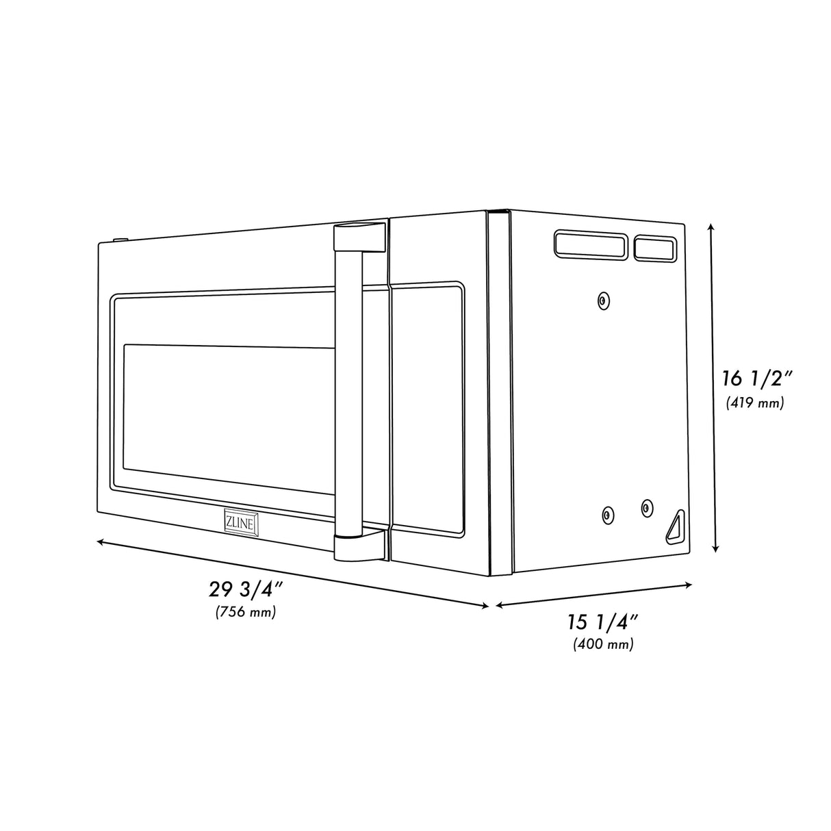 ZLINE 1.5 cu. ft. Over the Range Convection Microwave Oven in Stainless Steel with Traditional Handle and Sensor Cooking (MWO-OTR-H-30)