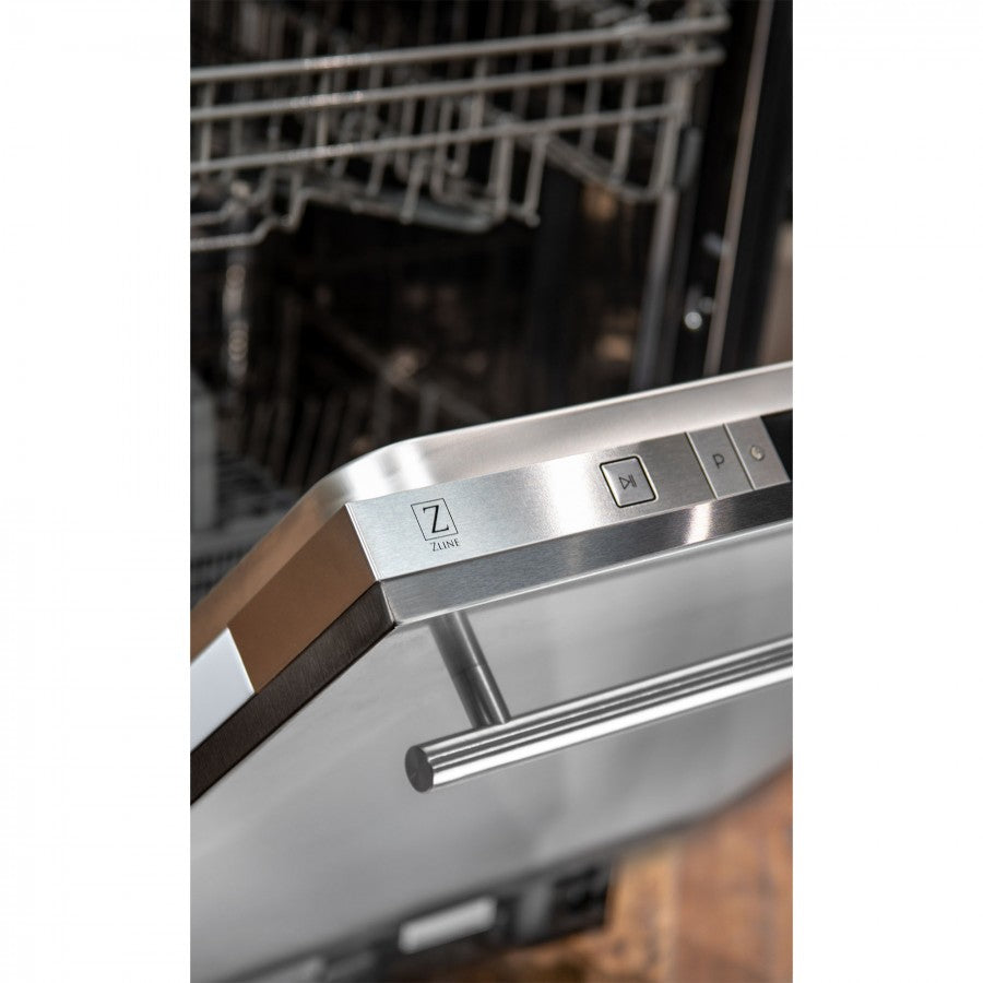 ZLINE 24 in. Stainless Steel Top Control Built-In Dishwasher with Stainless Steel Tub and Modern Style Handle (DW-304-24)