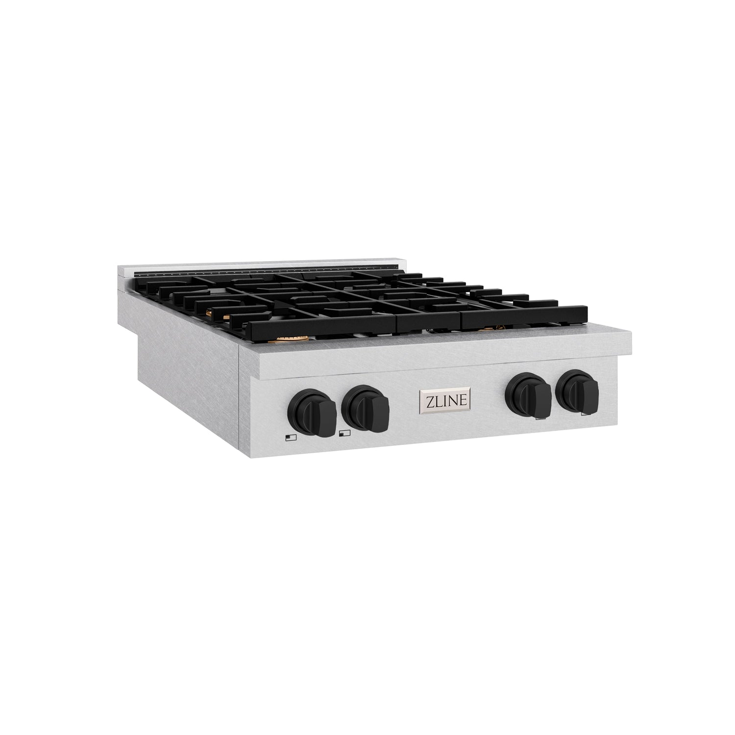 ZLINE 30 in. Autograph Edition Paramount Gas Rangetop with 4 Burners and Porcelain Cooktop in Satin Stainless Steel with Matte Black Accents (SRTSZ-30-MB)