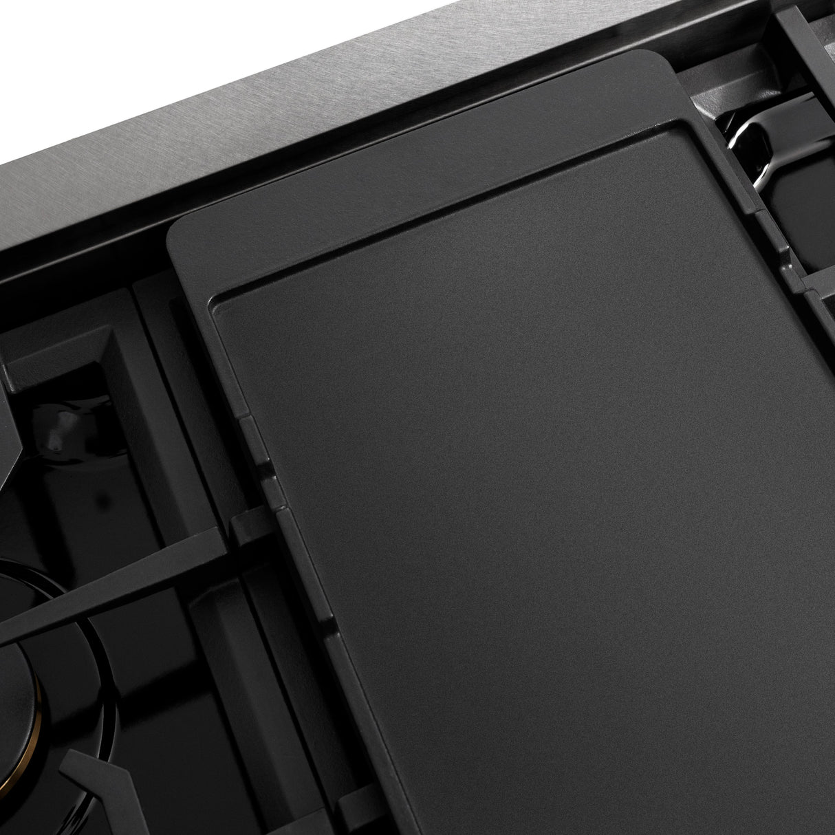 ZLINE 48 in. Autograph Edition Paramount Gas Rangetop with 8 Burners and Porcelain Cooktop in Satin Stainless Steel with Matte Black Accents (SRTSZ-48-MB)