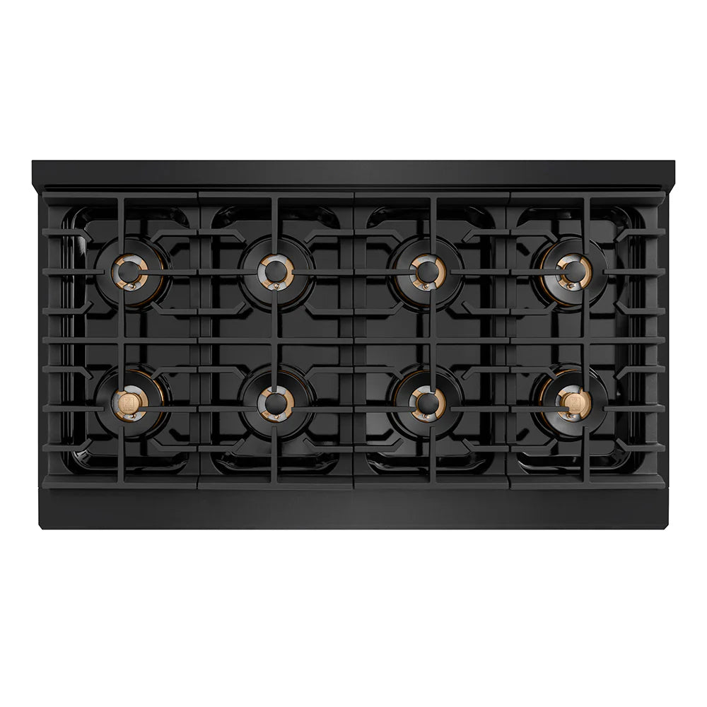ZLINE 48 in. 6.7 cu. ft. Paramount Gas Range with 8 Burner DuoPro™ Cooktop and Dual Ovens in Black Stainless Steel (PSGRB-48)
