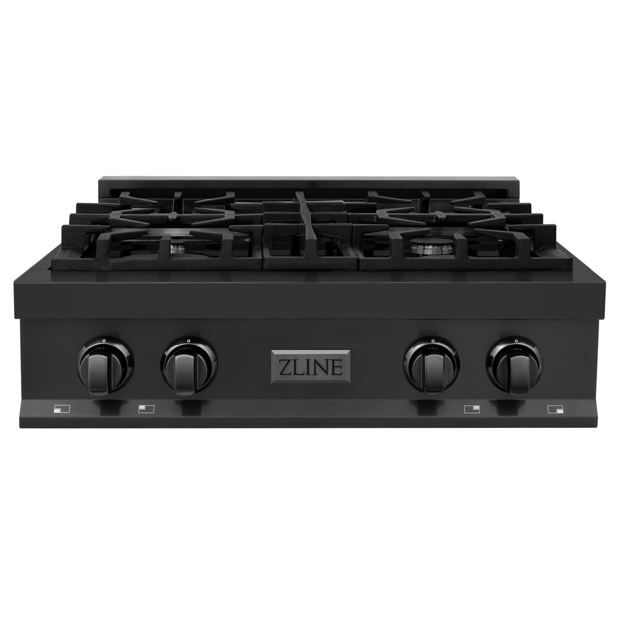 ZLINE 30 in. Porcelain Rangetop in Black Stainless with 4 Gas Burners (RTB-30) Available with Brass Burners