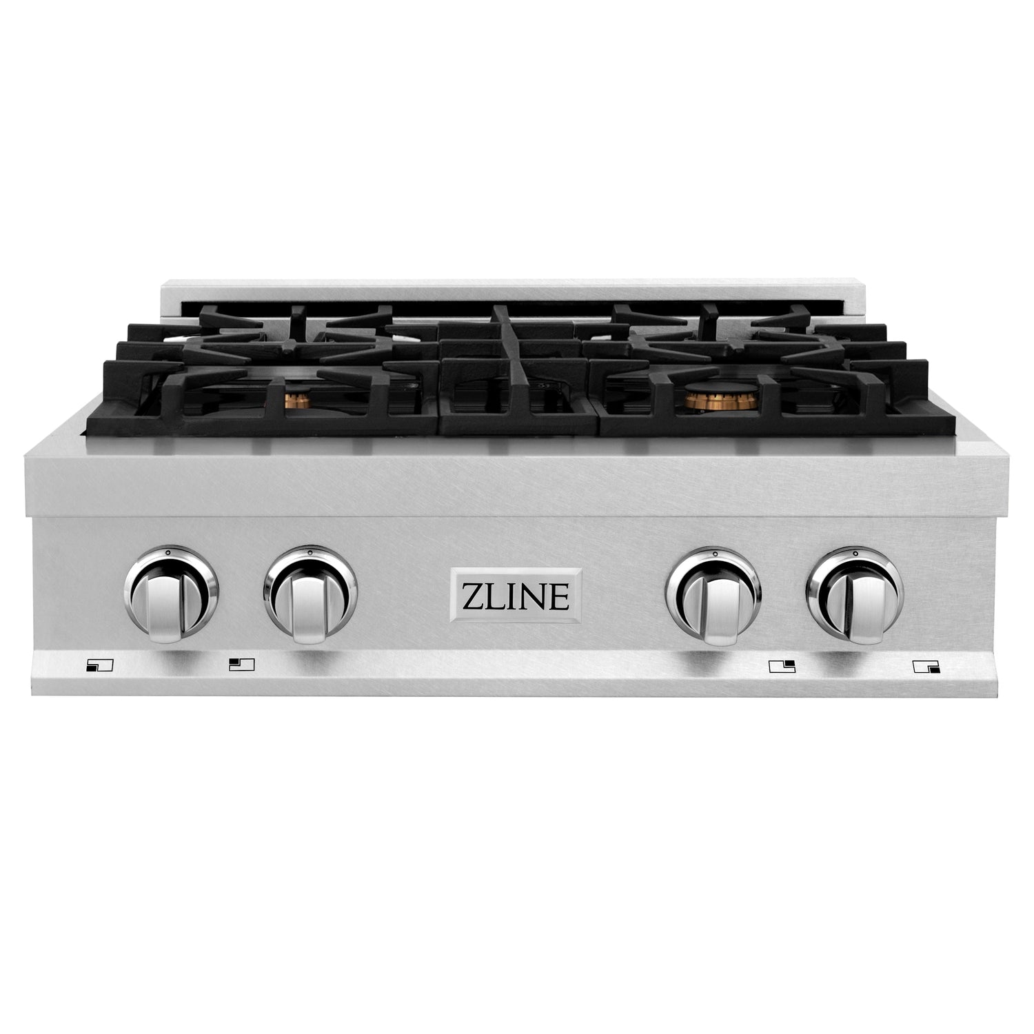 ZLINE 30 in. Legacy Gas Rangetop with 4 Brass Burners and Porcelain Cooktop in Satin Stainless Steel with Griddle (RTS-BR-GR-30)