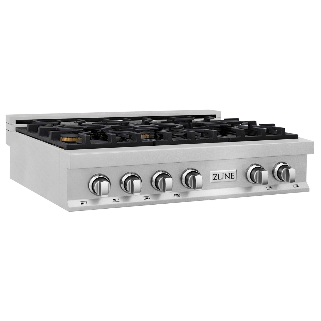 ZLINE 36 in. Legacy Gas Rangetop with 6 Brass Burners and Porcelain Cooktop in Satin Stainless Steel with Griddle (RTS-BR-GR-36)