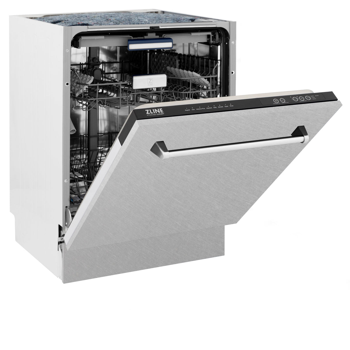 ZLINE 24 in. Tallac Series 3rd Rack Tall Tub Dishwasher with Satin Stainless Steel Panel and Stainless Steel Tub, 51dBa (DWV-SN-24)