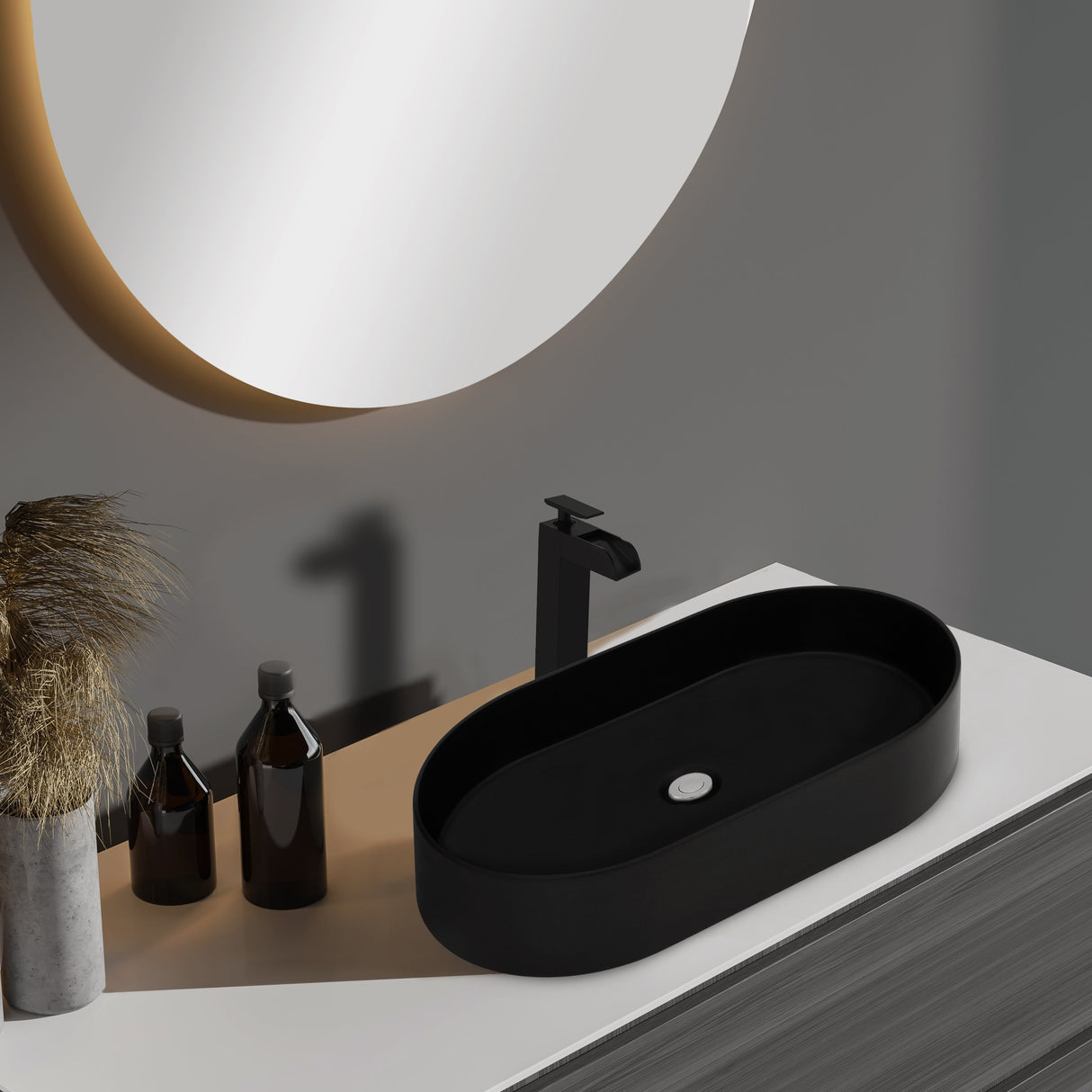 ZLINE 24 in. Siena Oval Vessel Bath Sink in Matte Black (SK-QVO-MB-24)