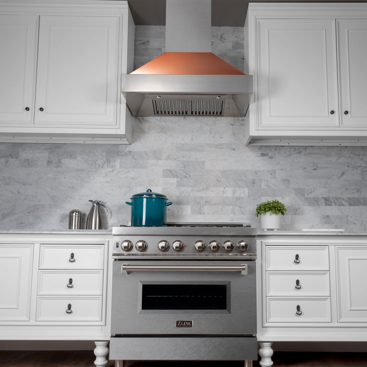 36" Ducted Fingerprint Resistant Stainless Steel Range Hood with Copper Shell (8654C-36)