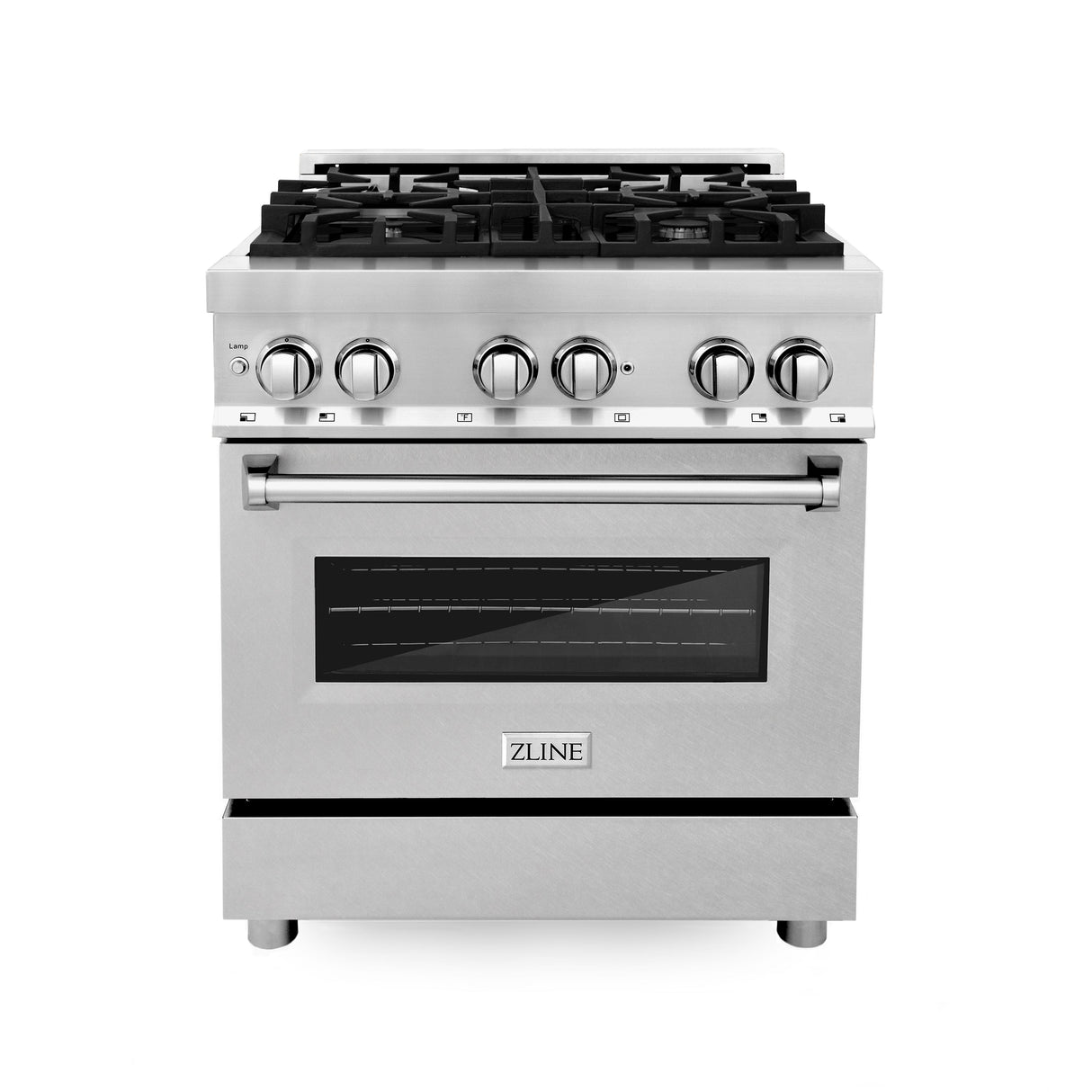 ZLINE 30 in. 4.0 cu. ft. Legacy Dual Fuel Range with 4 Burner Gas Cooktop and Electric Convection Oven in Stainless Steel with Satin Stainless Steel Door (RA-SN-30)
