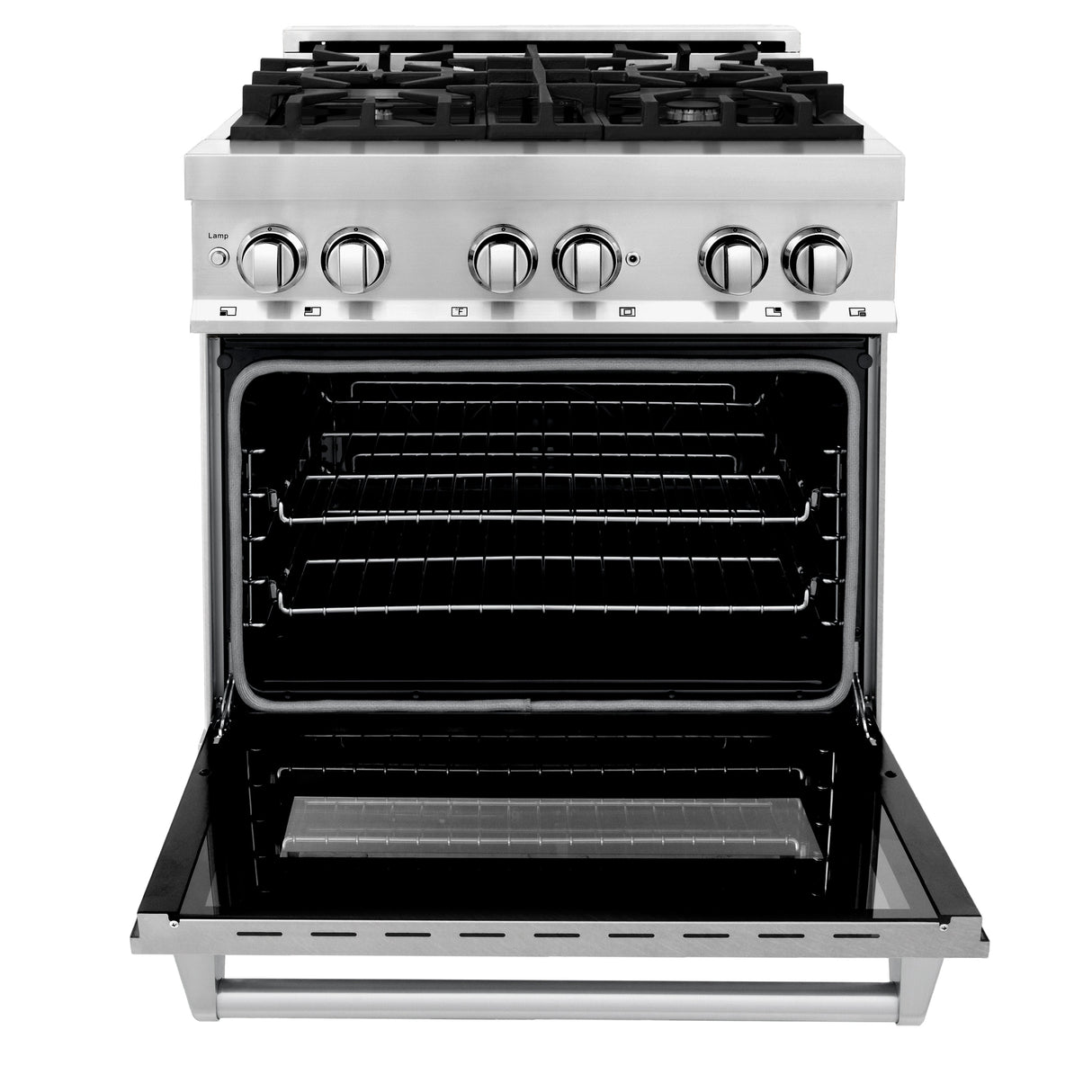 ZLINE 30 in. 4.0 cu. ft. Legacy Dual Fuel Range with 4 Burner Gas Cooktop and Electric Convection Oven in Stainless Steel with Satin Stainless Steel Door (RA-SN-30)