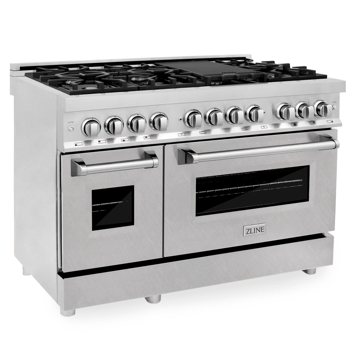 ZLINE 48 in. 6.0 cu. ft. Legacy Dual Fuel Range with 7 Burner Gas Cooktop and 2 Electric Ovens in Stainless Steel with Satin Stainless Steel Doors (RA-SN-48)