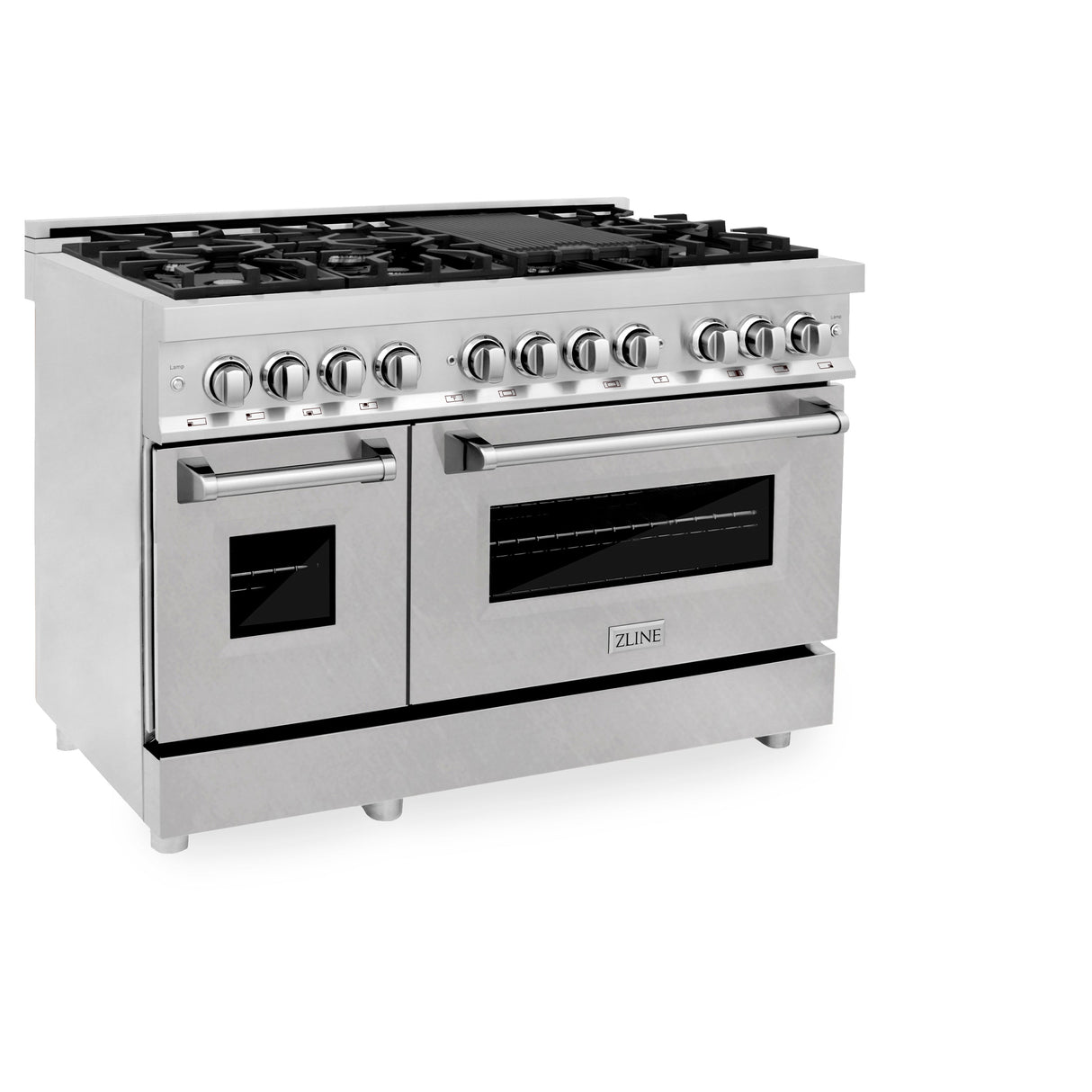 ZLINE 48 in. 6.0 cu. ft. Legacy Dual Fuel Range with 7 Burner Gas Cooktop and 2 Electric Ovens in Stainless Steel with Satin Stainless Steel Doors (RA-SN-48)