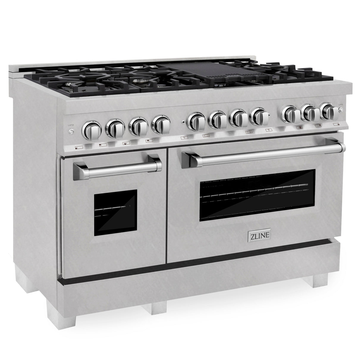 ZLINE 60 in. 7.4 cu. ft. Legacy Dual Fuel Range with 9 Burner Gas Cooktop and 2 Electric Convection Ovens in Satin Stainless Steel (RAS-SN-60)