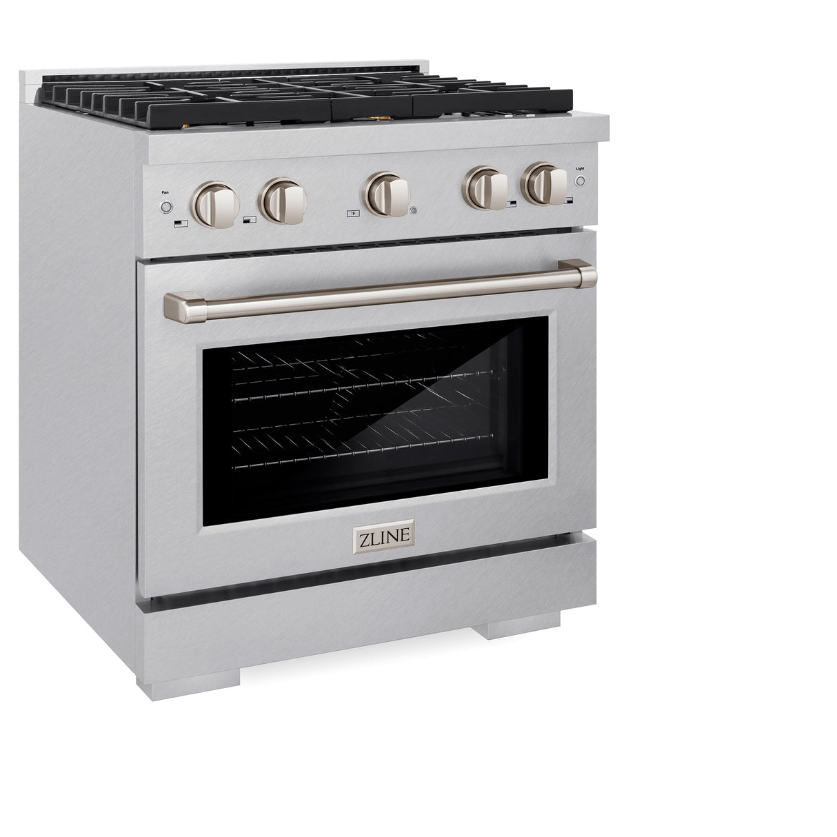ZLINE 30 in. 4.2 cu. ft. Paramount Gas Range with Convection Gas Oven in Satin Stainless Steel with 4 Brass Burners (SGRS-BR-30)