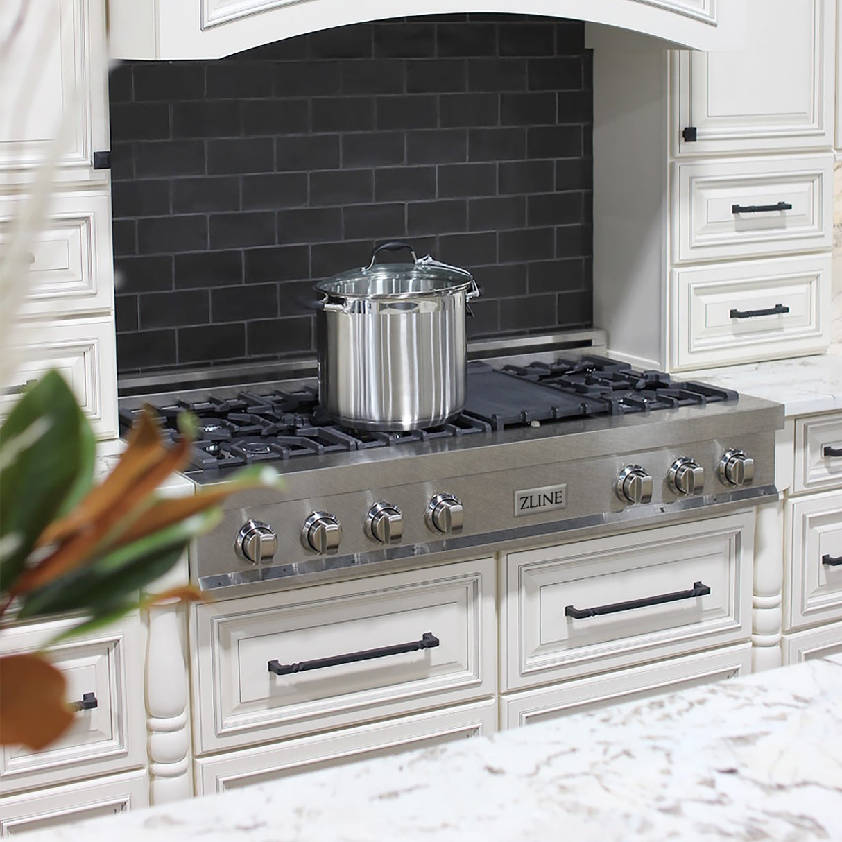 ZLINE 48 in. Legacy Gas Rangetop with 7 Burners and Porcelain Cooktop in Satin Stainless Steel (RTS-48)