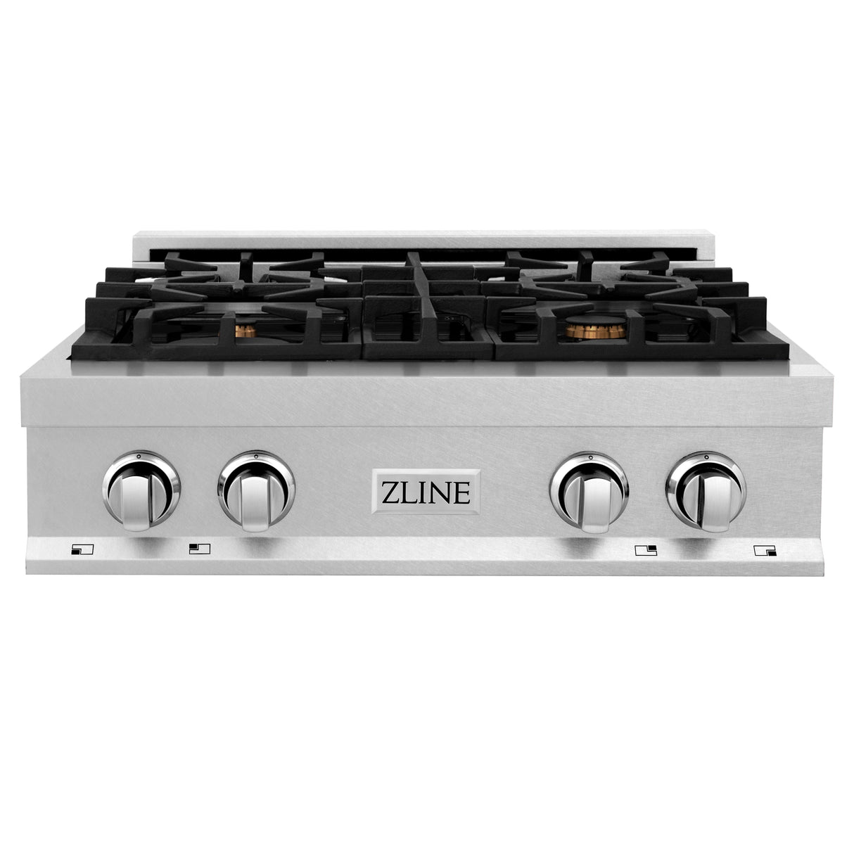 ZLINE 30 in. Legacy Gas Rangetop with 4 Brass Burners and Porcelain Cooktop in Satin Stainless Steel (RTS-BR-30)
