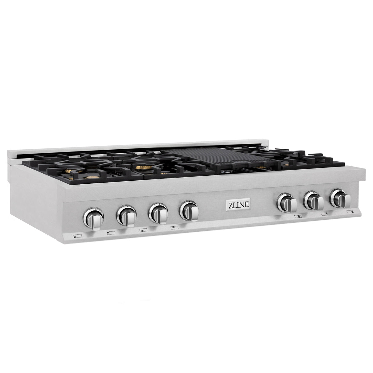ZLINE 48 in. Legacy Gas Rangetop with 6 Brass Burners and Porcelain Cooktop in Satin Stainless Steel (RTS-BR-48)