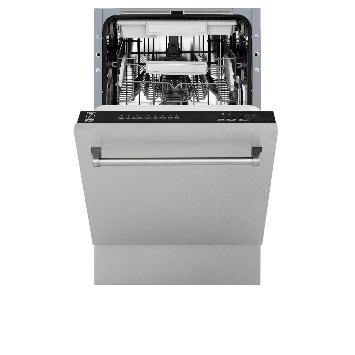 ZLINE 18 in. Tallac Series 3rd Rack Top Control Dishwasher with Satin Stainless Steel Panel and Stainless Steel Tub, 51dBa (DWV-SN-18)