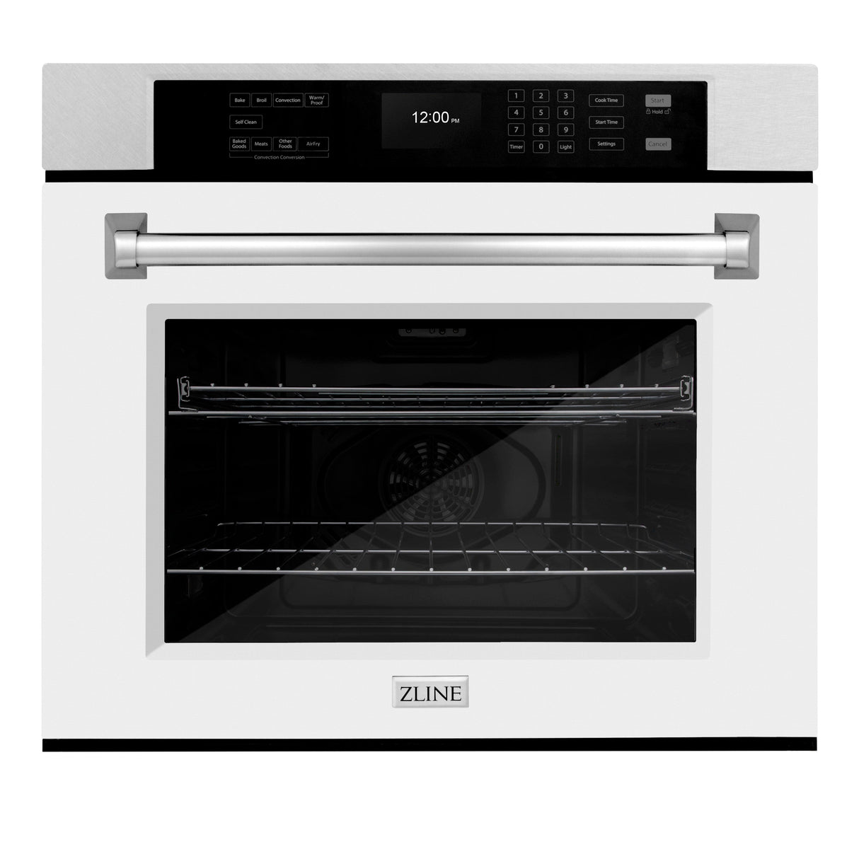 ZLINE 30 in. Professional True Convection Single Wall Oven with Air Fry and Self Clean in Satin Stainless Steel with White Matte Door (WASS-WM-30)