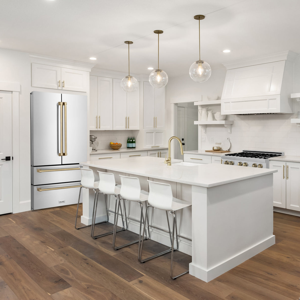 ZLINE Autograph Edition Champagne Bronze Traditional Handles (Set of 4) for Counter-Depth and Standard-Depth Refrigerators (RFMHZ-36-CB)