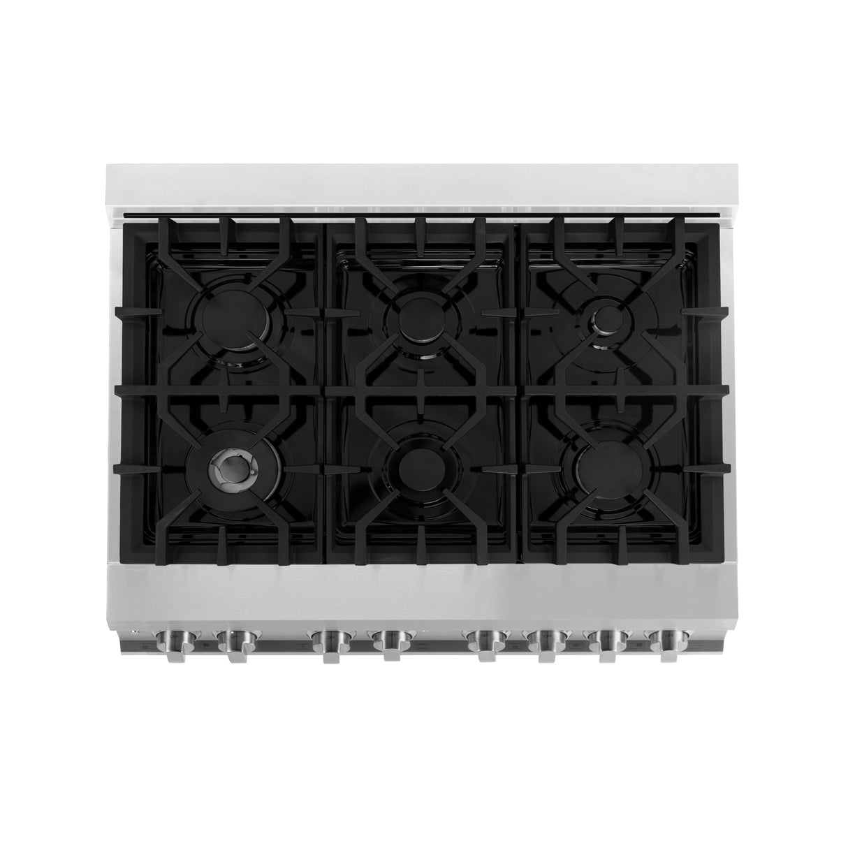 ZLINE 36 in. 4.6 cu. ft. Legacy Dual Fuel Range with 6 Burner Gas Cooktop and Electric Convection Oven in Stainless Steel and Black Matte Door (RA-BLM-36)