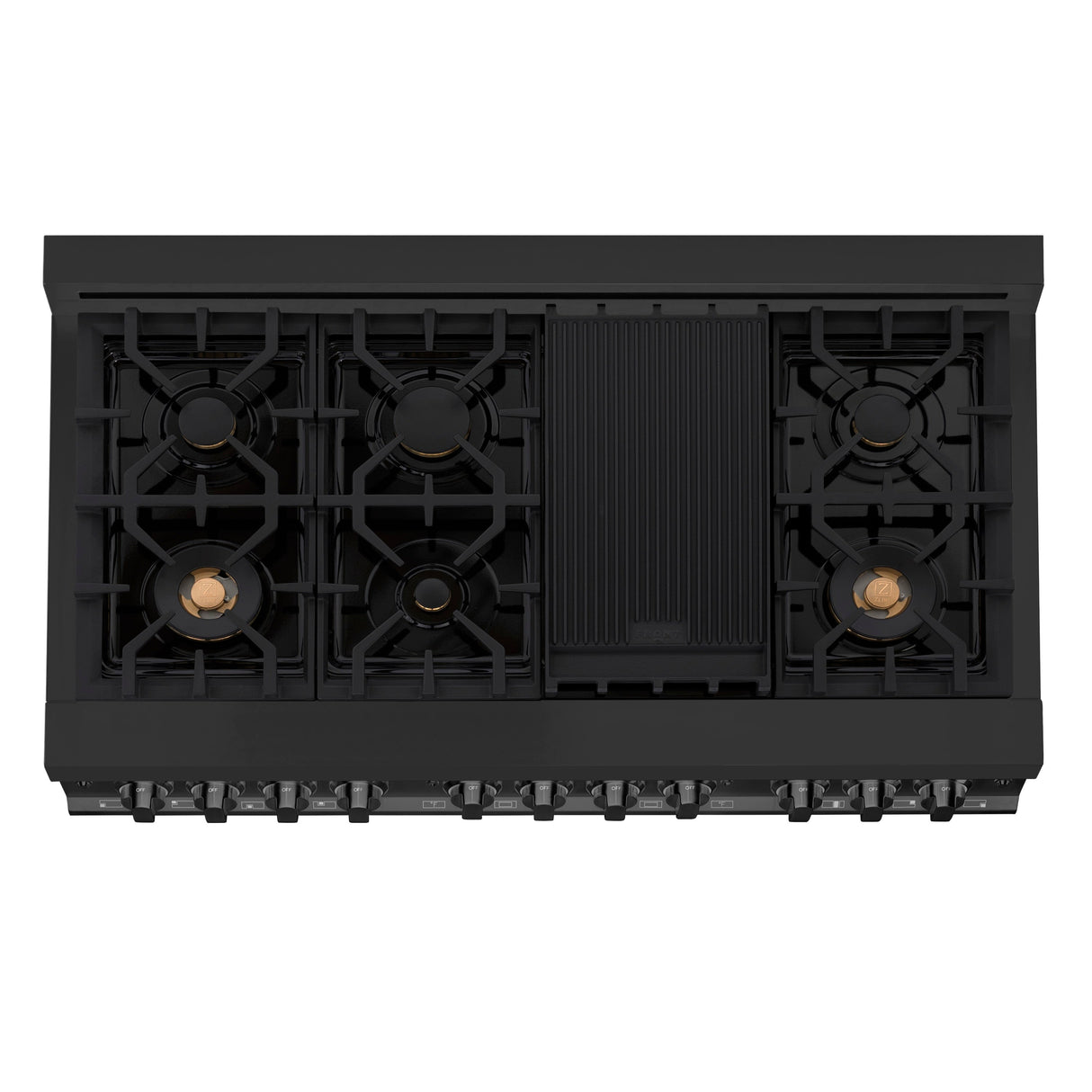 ZLINE 48 in. 6.0 cu. ft. Legacy Dual Fuel Range with 7 Burner Gas Cooktop and 2 Electric Ovens in Black Stainless Steel (RAB-48)