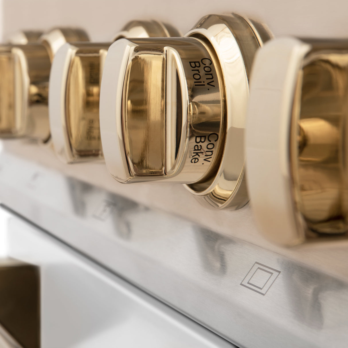 ZLINE Autograph Edition 36 in. 4.6 cu. ft. Legacy Dual Fuel Range with 6 Burner Gas Cooktop and Electric Convection Oven in Stainless Steel with White Matte Door and Polished Gold Accents (RAZ-WM-36-G)