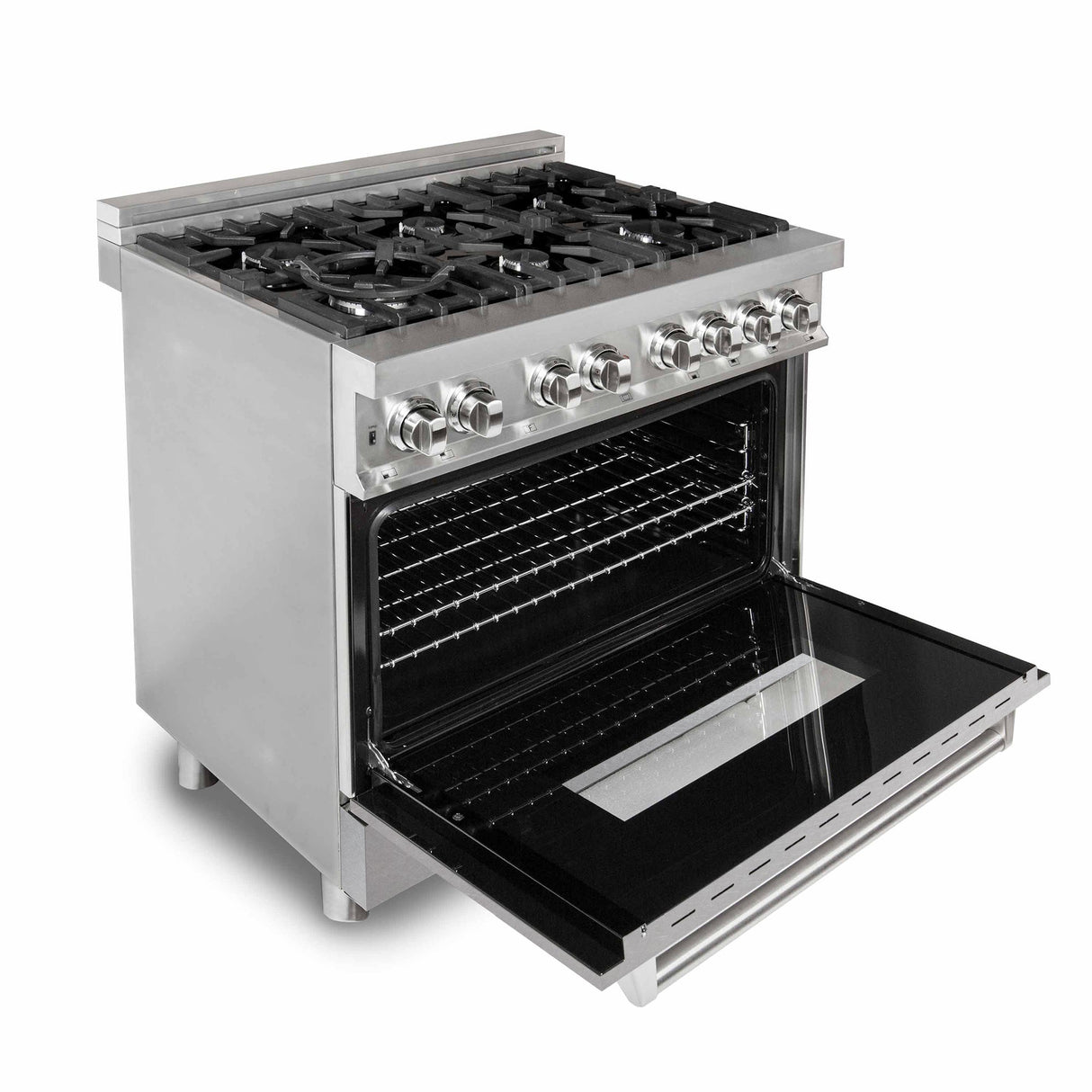 ZLINE 36 in. 4.6 cu. ft. Legacy Dual Fuel Range with 6 Burner Gas Cooktop and Electric Convection Oven in Stainless Steel with Satin Stainless Steel Door (RA-SN-36)