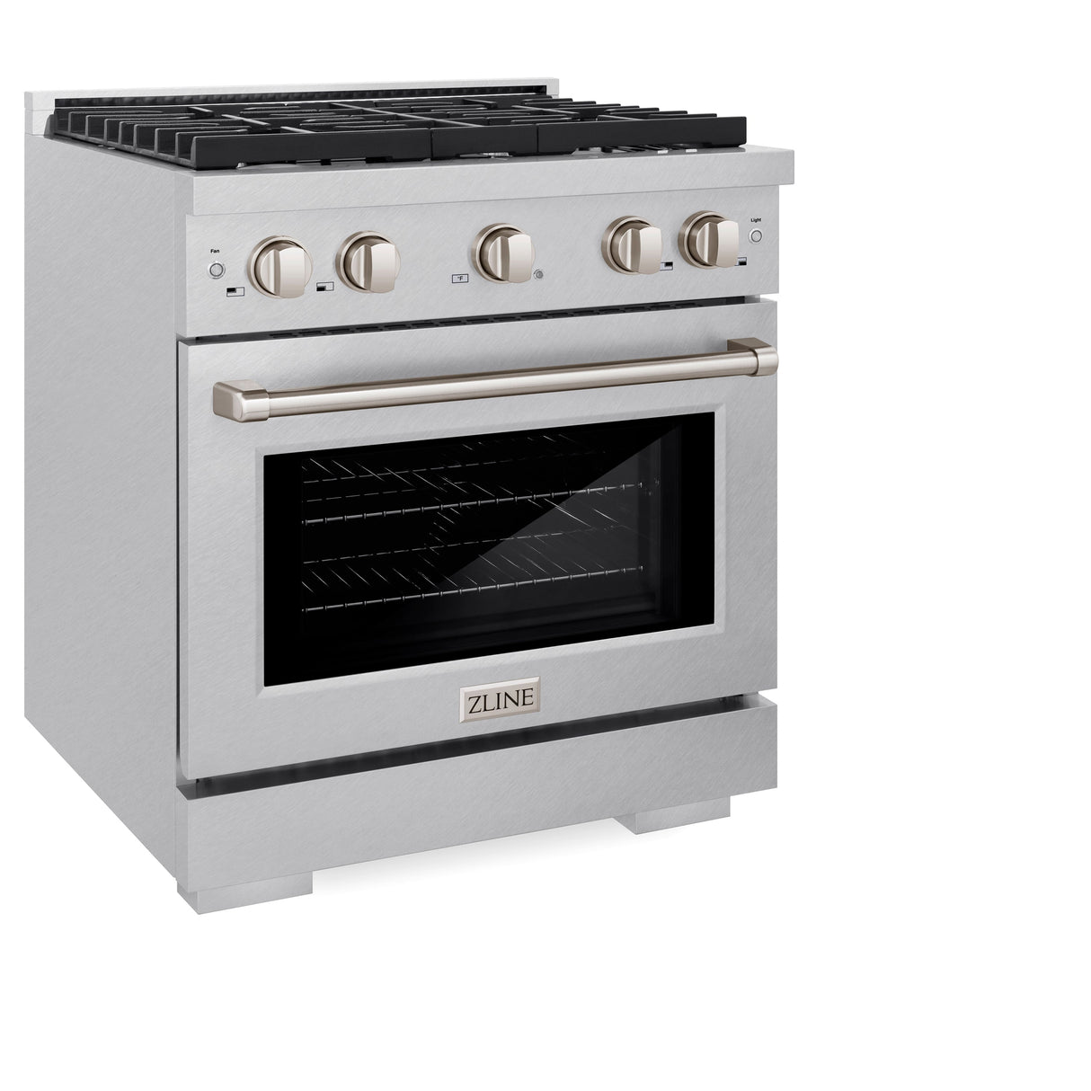 ZLINE 30 in. 4.2 cu. ft. Paramount Dual Fuel Range with 4 Burner Gas Cooktop and Electric Convection Oven in Satin Stainless Steel (SDRS-30)
