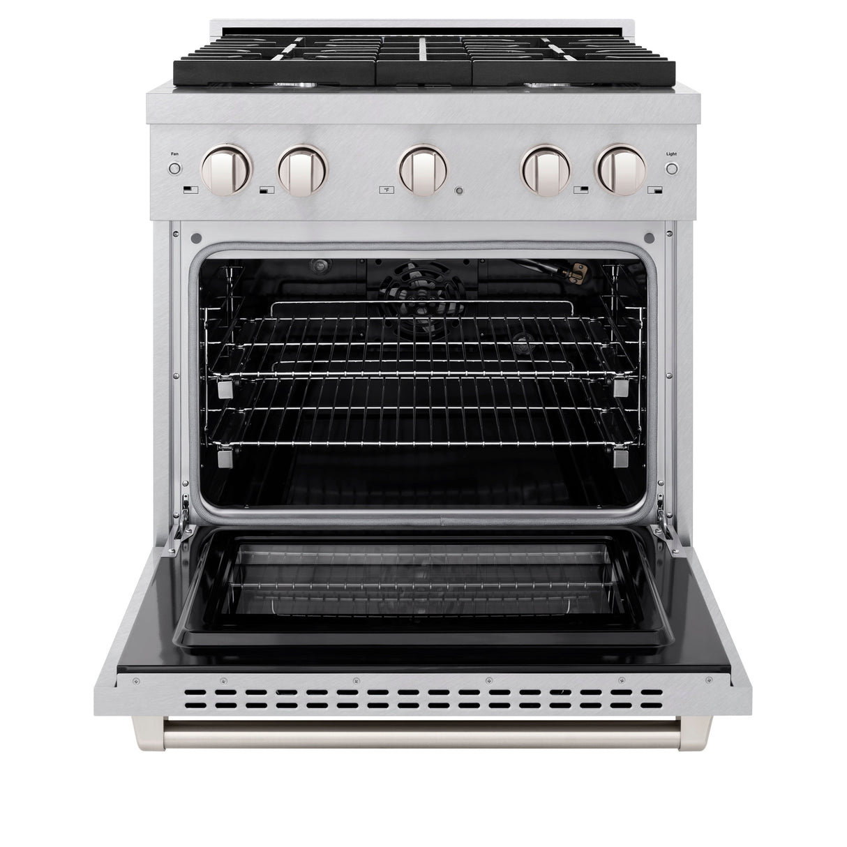 ZLINE 30 in. 4.2 cu. ft. Paramount Gas Range with 4 Burner Cooktop and Convection Gas Oven in Satin Stainless Steel (SGRS-30)