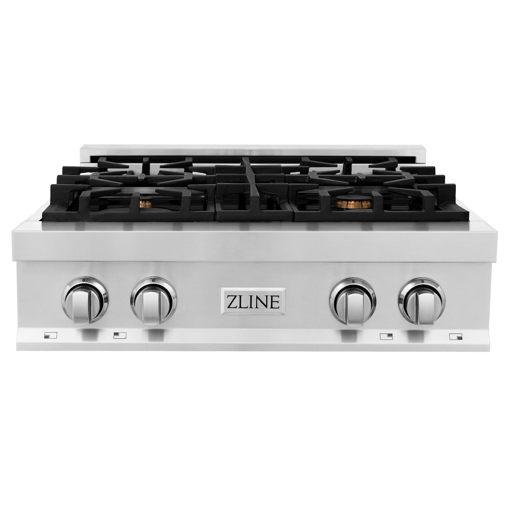 ZLINE 30 in. Legacy Gas Rangetop with 4 Brass Burners and Porcelain Cooktop in Stainless Steel (RT-BR-30)