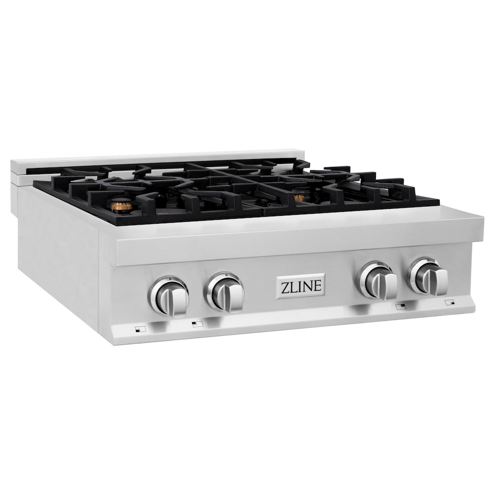 ZLINE 30 in. Legacy Gas Rangetop with 4 Brass Burners and Porcelain Cooktop in Stainless Steel (RT-BR-30)