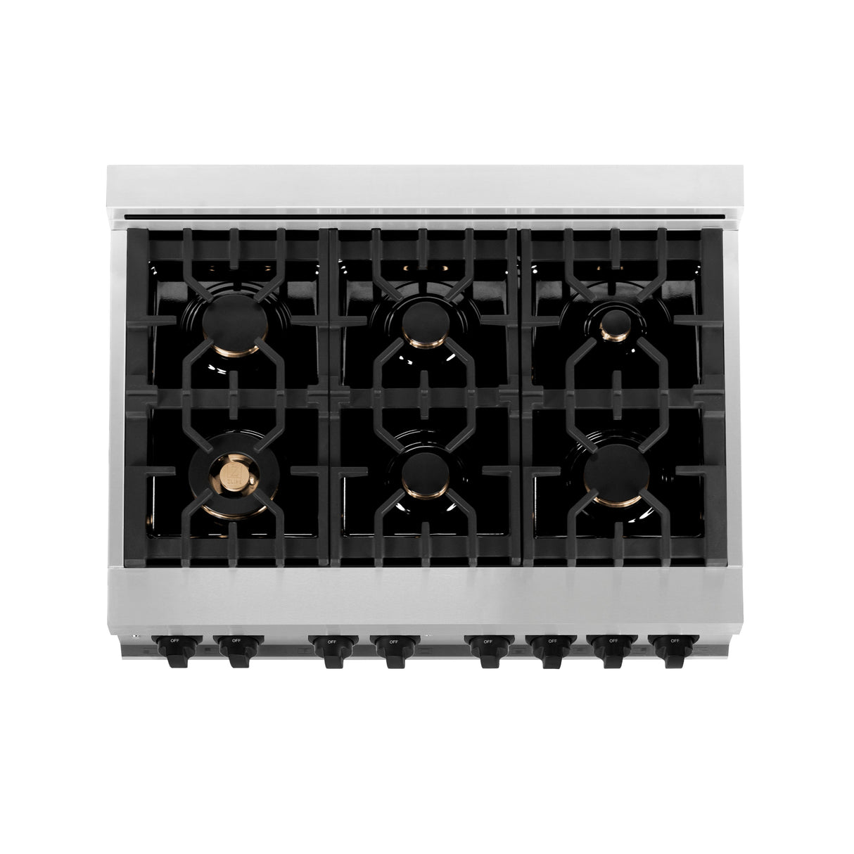 ZLINE Autograph Edition 36 in. 4.6 cu. ft. Legacy Dual Fuel Range with 6 Burner Gas Cooktop and Electric Convection Oven in Stainless Steel with White Matte Door and Matte Black Accents (RAZ-WM-36-MB)