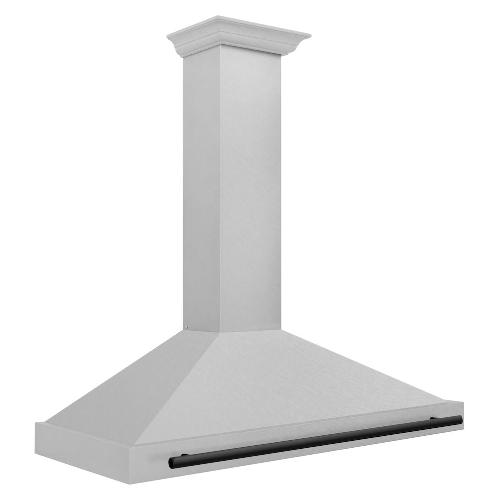 ZLINE 48 in. Autograph Edition Convertible Fingerprint Resistant DuraSnow® Stainless Steel Range Hood with Matte Black Handle (KB4SNZ-48-MB)